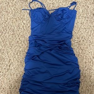 small nelly bodycon corset dress in dark blue from lucy in the sky!